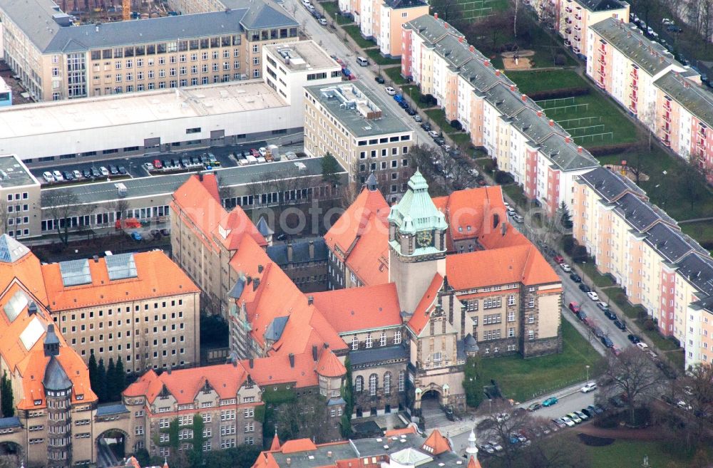 Dresden from above - Building complex of the university Universitaet Dresden in Dresden in the state Saxony