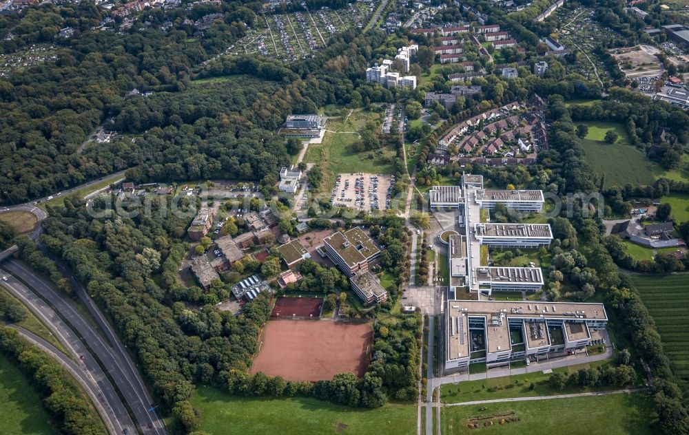 Gelsenkirchen from above - Building complex of the university Westfaelische Hochschule on the Neidenburger Strasse in the district Buer in Gelsenkirchen at Ruhrgebiet in the state North Rhine-Westphalia, Germany