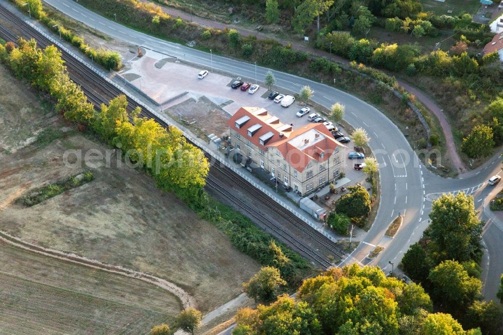 Rohrbach from above - Complex of the hotel building of Hotel-Restaurant zum Bahnhof 1894 Rohrbach in Rohrbach in the state Rhineland-Palatinate, Germany