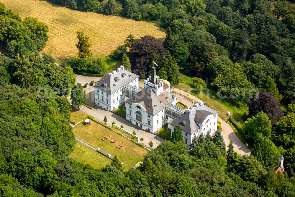 Hohen-Demzin from above - Building complex of the hotel complex Schlosshotel Burg Schlitz in Hohen-Demzin in the state Mecklenburg-Western Pomerania, Germany