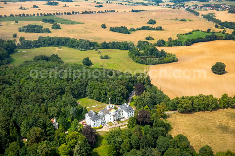 Hohen-Demzin from the bird's eye view: Building complex of the hotel complex Schlosshotel Burg Schlitz in Hohen-Demzin in the state Mecklenburg-Western Pomerania, Germany