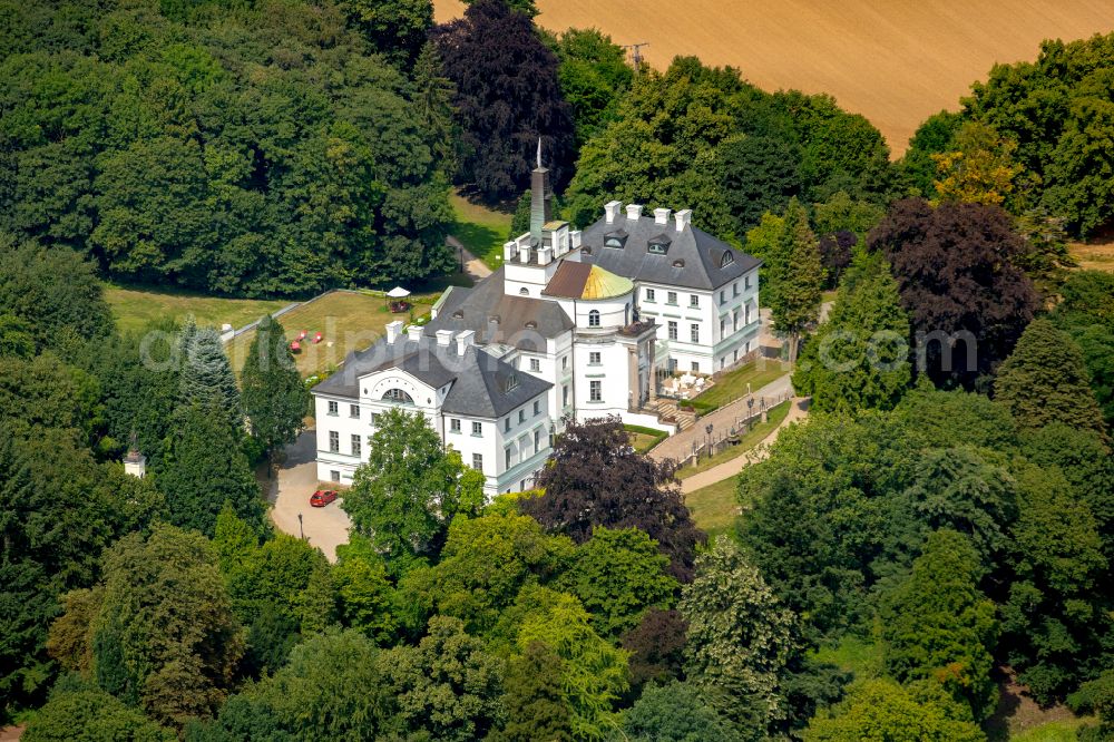 Hohen-Demzin from above - Building complex of the hotel complex Schlosshotel Burg Schlitz in Hohen-Demzin in the state Mecklenburg-Western Pomerania, Germany