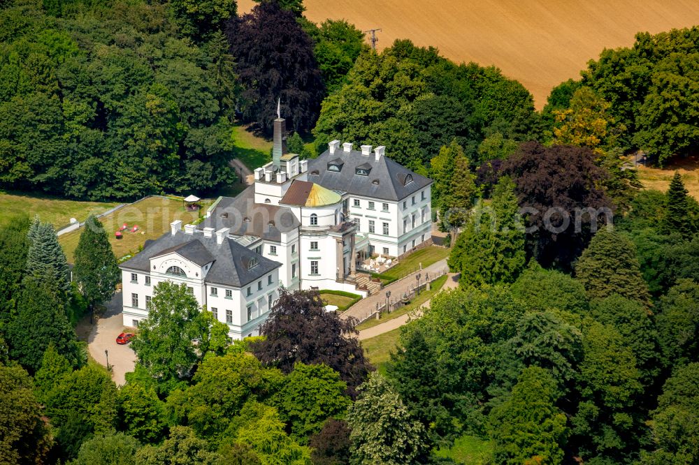 Hohen-Demzin from the bird's eye view: Building complex of the hotel complex Schlosshotel Burg Schlitz in Hohen-Demzin in the state Mecklenburg-Western Pomerania, Germany