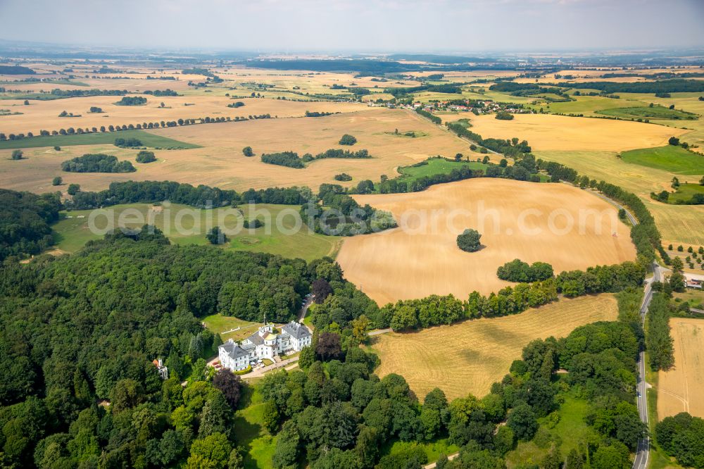 Hohen-Demzin from above - Building complex of the hotel complex Schlosshotel Burg Schlitz in Hohen-Demzin in the state Mecklenburg-Western Pomerania, Germany