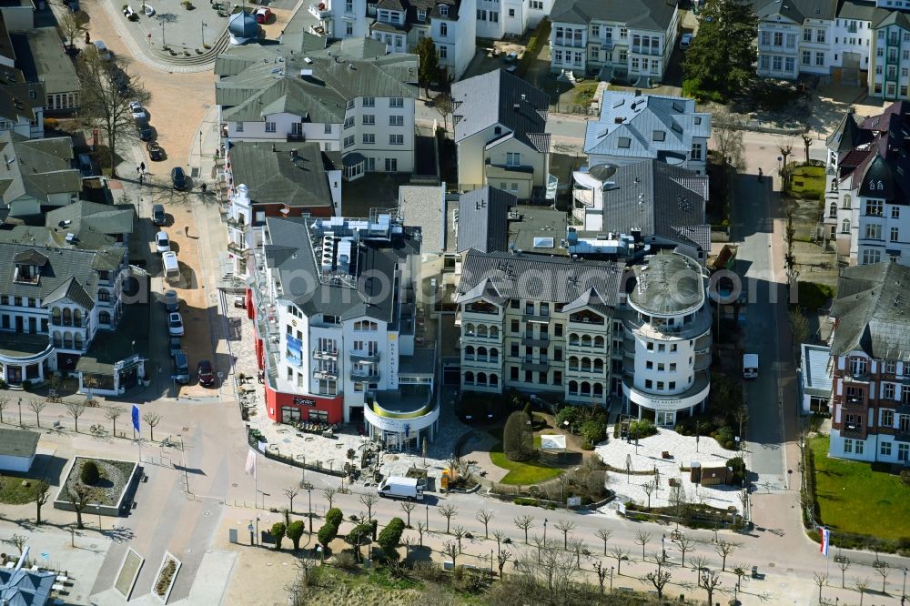 Seebad Ahlbeck from the bird's eye view: Complex of the hotel building Das Ahlbeck Hotel & Spa in Seebad Ahlbeck on the island of Usedom in the state Mecklenburg - Western Pomerania, Germany