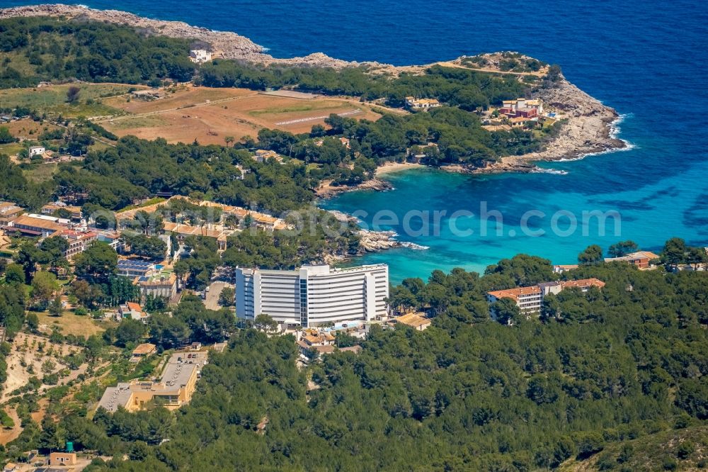 Aerial image Provensals - Complex of the hotel building Alua Soul Carolina on Avenida Cala Provencals in Provensals in Balearic island of Mallorca, Spain