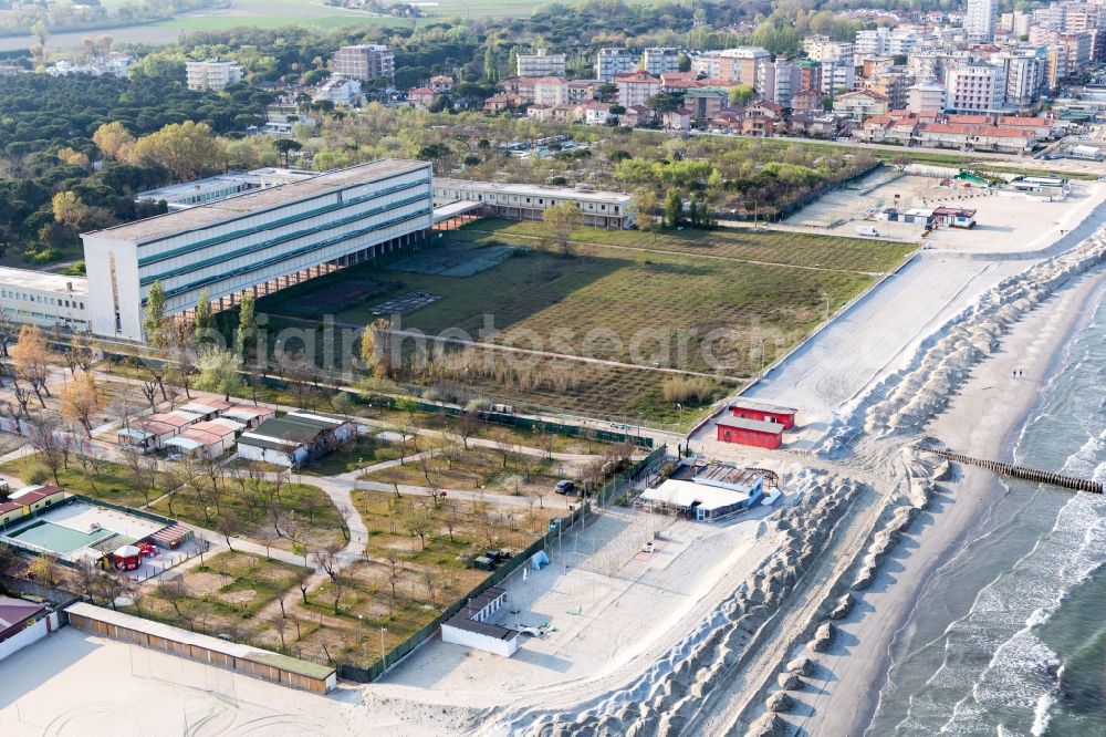 Milano Marittima from above - Complex of the hotel building Bagno Biondi N. 332 in Milano Marittima in Emilia-Romagna, Italy