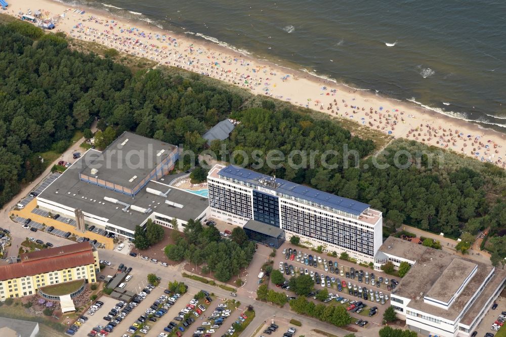 Zinnowitz from above - Complex of the hotel building Baltic Sport- und Ferienhotel GmbH & Co. KG in Zinnowitz in the state Mecklenburg - Western Pomerania