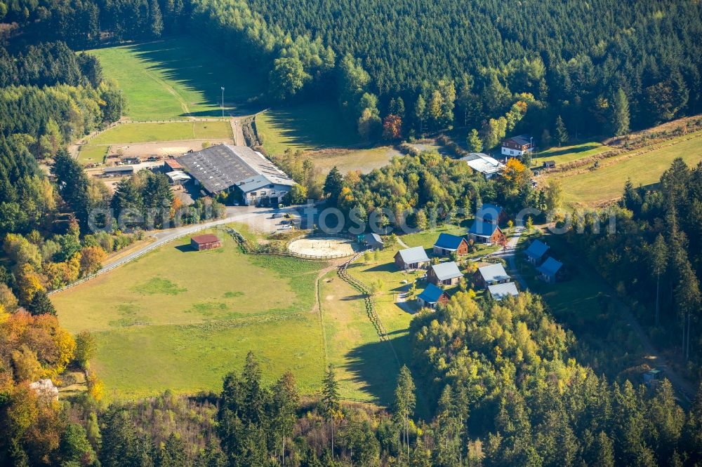 Aerial photograph Schmallenberg - Hotel building mountain village LiebesGruen at the Lenninghof in Schmallenberg in the state North Rhine-Westphalia