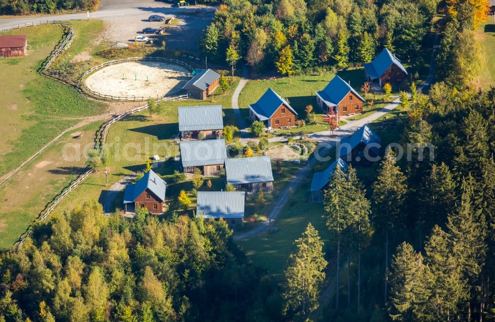 Schmallenberg from above - Hotel building mountain village LiebesGruen at the Lenninghof in Schmallenberg in the state North Rhine-Westphalia