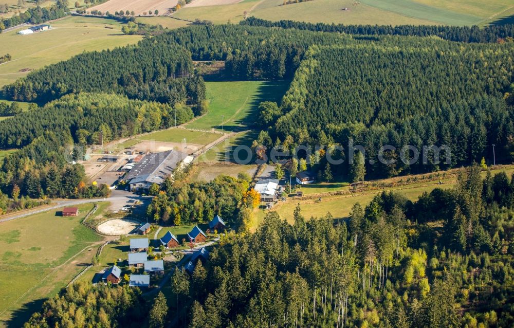 Aerial image Schmallenberg - Hotel building mountain village LiebesGruen at the Lenninghof in Schmallenberg in the state North Rhine-Westphalia