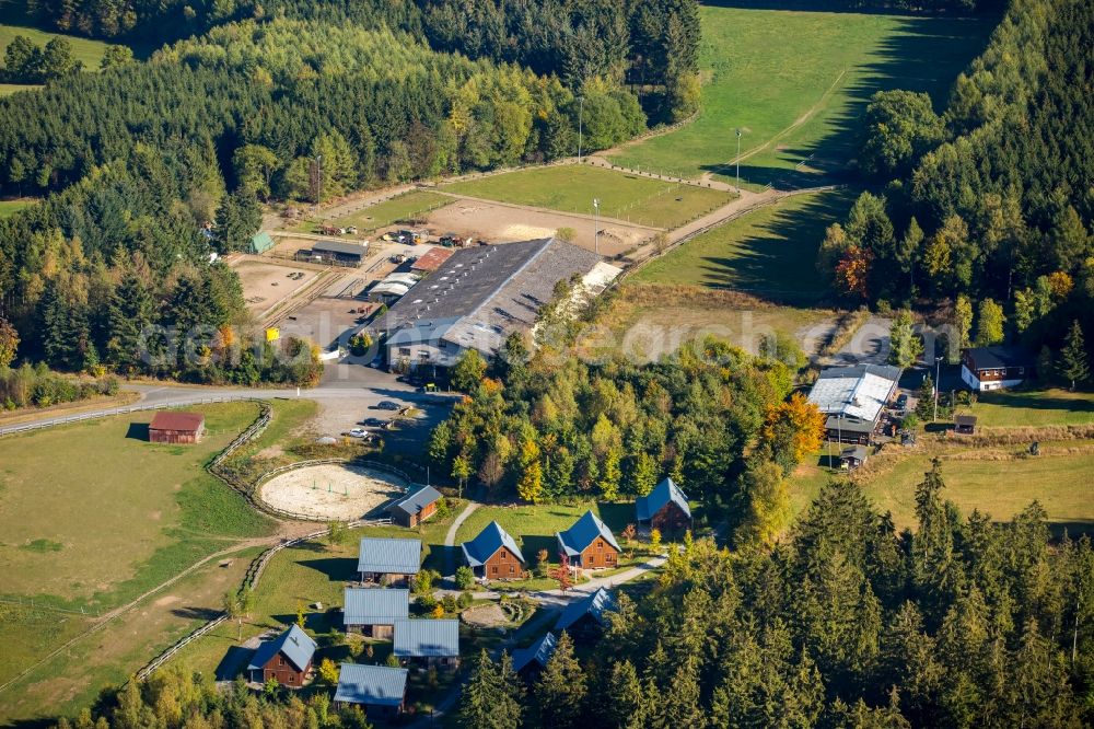 Aerial image Schmallenberg - Hotel building mountain village LiebesGruen at the Lenninghof in Schmallenberg in the state North Rhine-Westphalia