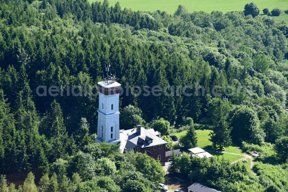 Annaberg-Buchholz from above - Complex of the hotel building Berghotel Poehlberg on Ernst-Roch-Strasse in Annaberg-Buchholz in the state Saxony, Germany