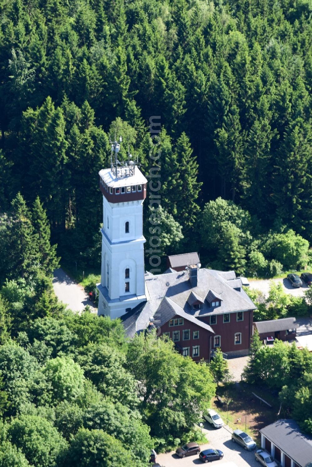 Aerial image Annaberg-Buchholz - Complex of the hotel building Berghotel Poehlberg on Ernst-Roch-Strasse in Annaberg-Buchholz in the state Saxony, Germany