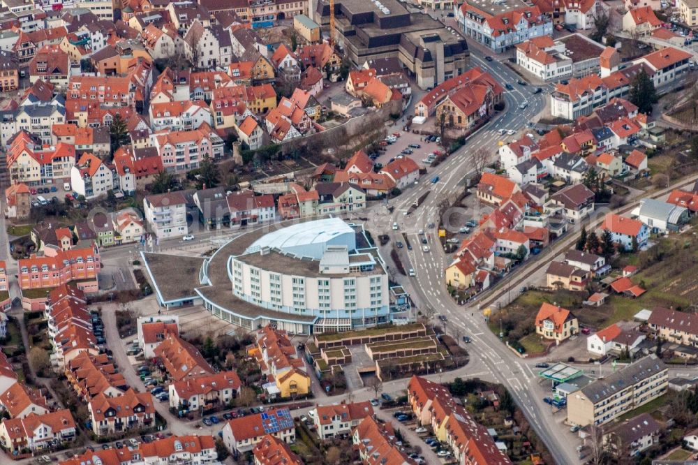 Wiesloch from above - Complex of the hotel building Best Western Plus Palatin Kongress Hotel in Wiesloch in the state Baden-Wurttemberg, Germany