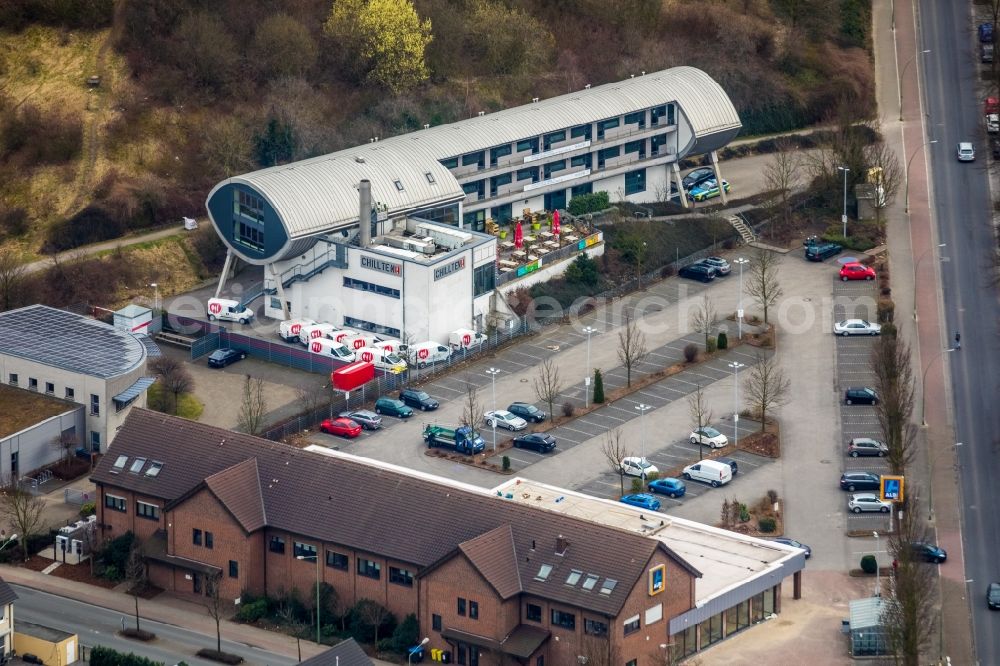 Aerial image Bottrop - Complex of the hotel building chillten bottrop on Gungstrasse in Bottrop in the state North Rhine-Westphalia, Germany