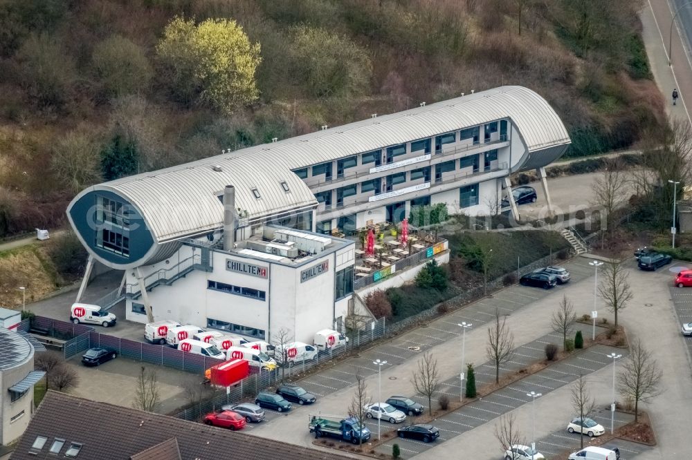 Bottrop from above - Complex of the hotel building chillten bottrop on Gungstrasse in Bottrop in the state North Rhine-Westphalia, Germany