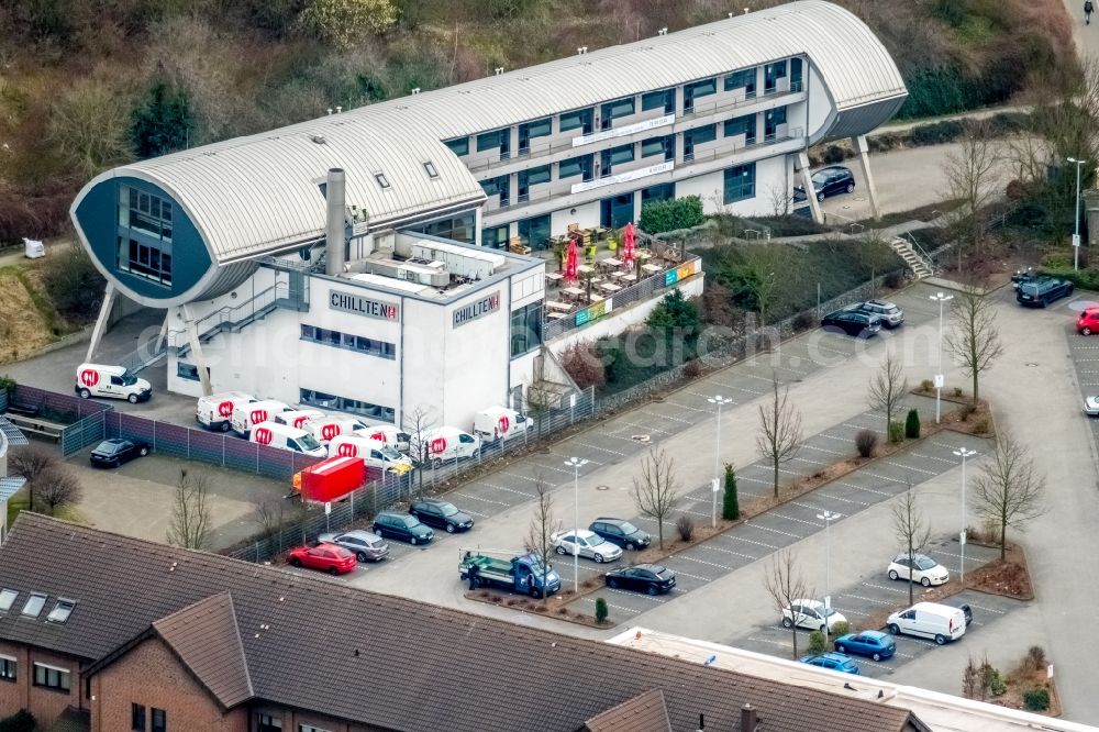 Bottrop from the bird's eye view: Complex of the hotel building chillten bottrop on Gungstrasse in Bottrop in the state North Rhine-Westphalia, Germany