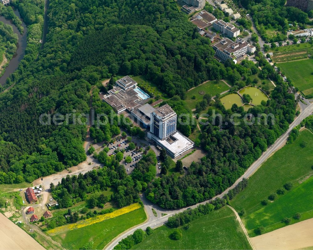 Lahnstein from above - Complex of the hotel building Dorint Hotel Rhein-Lahn in Lahnstein in the state Rhineland-Palatinate