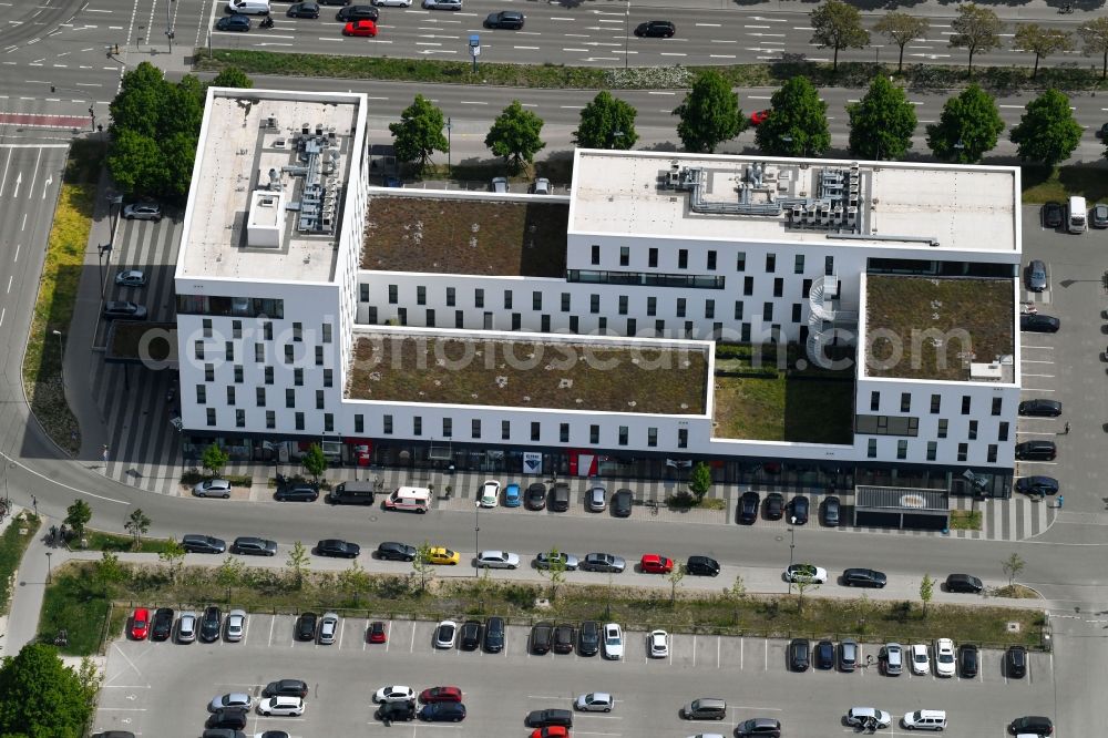 Ingolstadt from above - Complex of the hotel building Enso Hotel Bei of Arena in Ingolstadt in the state Bavaria, Germany