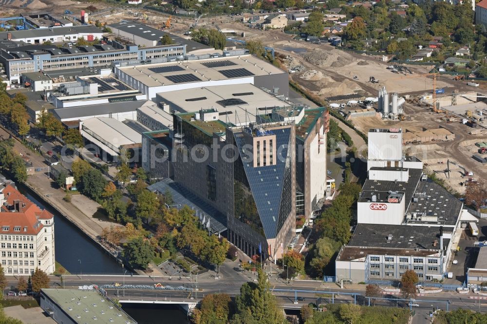 Berlin from above - Complex of the hotel building Estrel on Sonnenallee in Berlin in Germany