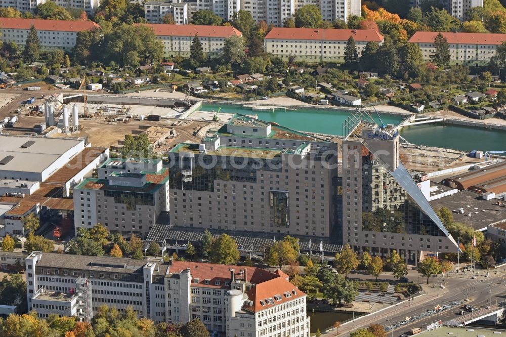 Aerial image Berlin - Complex of the hotel building Estrel on Sonnenallee in Berlin in Germany