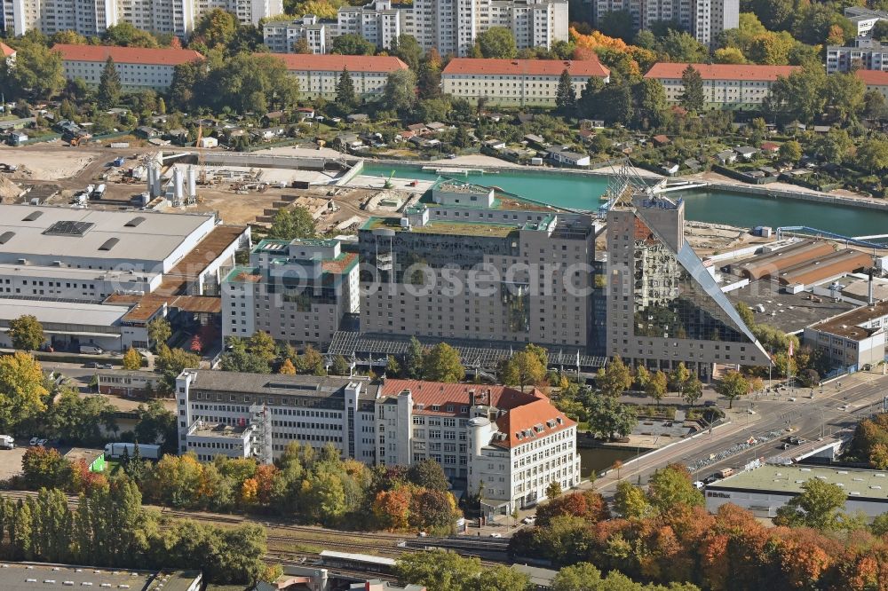 Aerial photograph Berlin - Complex of the hotel building Estrel on Sonnenallee in Berlin in Germany