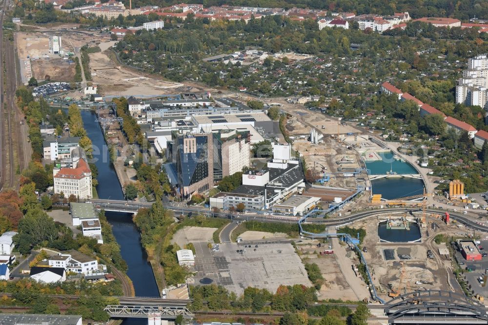 Aerial image Berlin - Complex of the hotel building Estrel on Sonnenallee in Berlin in Germany