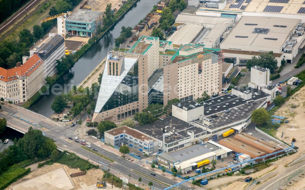 Berlin from above - Complex of the hotel building Estrel Berlin in the district Neukoelln in Berlin, Germany