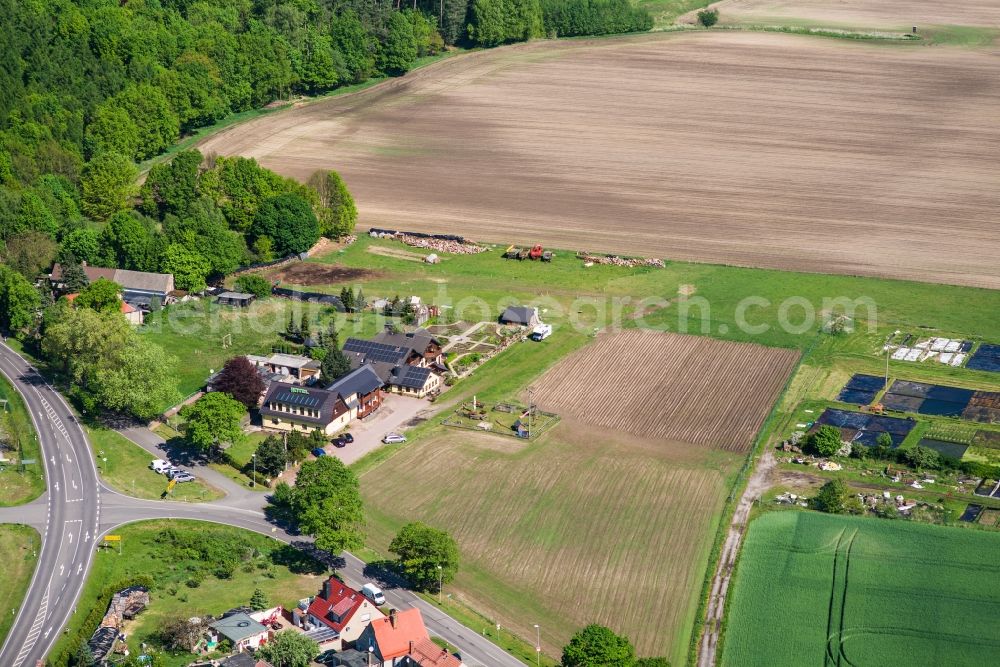 Wiesenburg/Mark from above - Complex of the hotel building Familienhotel Brandtsheide in Wiesenburg/Mark in the state Brandenburg, Germany