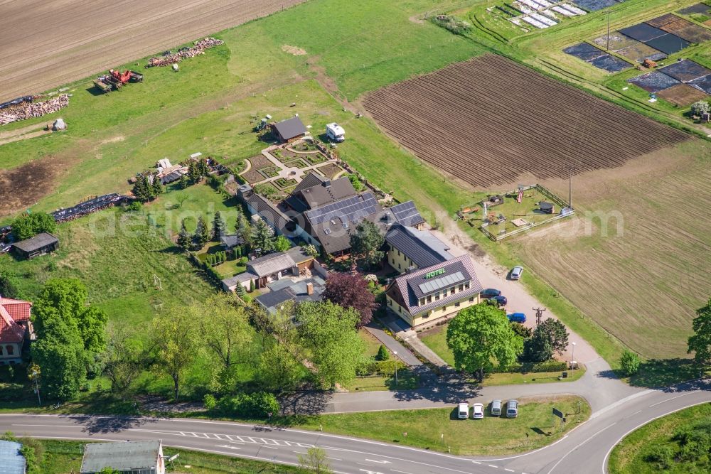 Wiesenburg/Mark from the bird's eye view: Complex of the hotel building Familienhotel Brandtsheide in Wiesenburg/Mark in the state Brandenburg, Germany