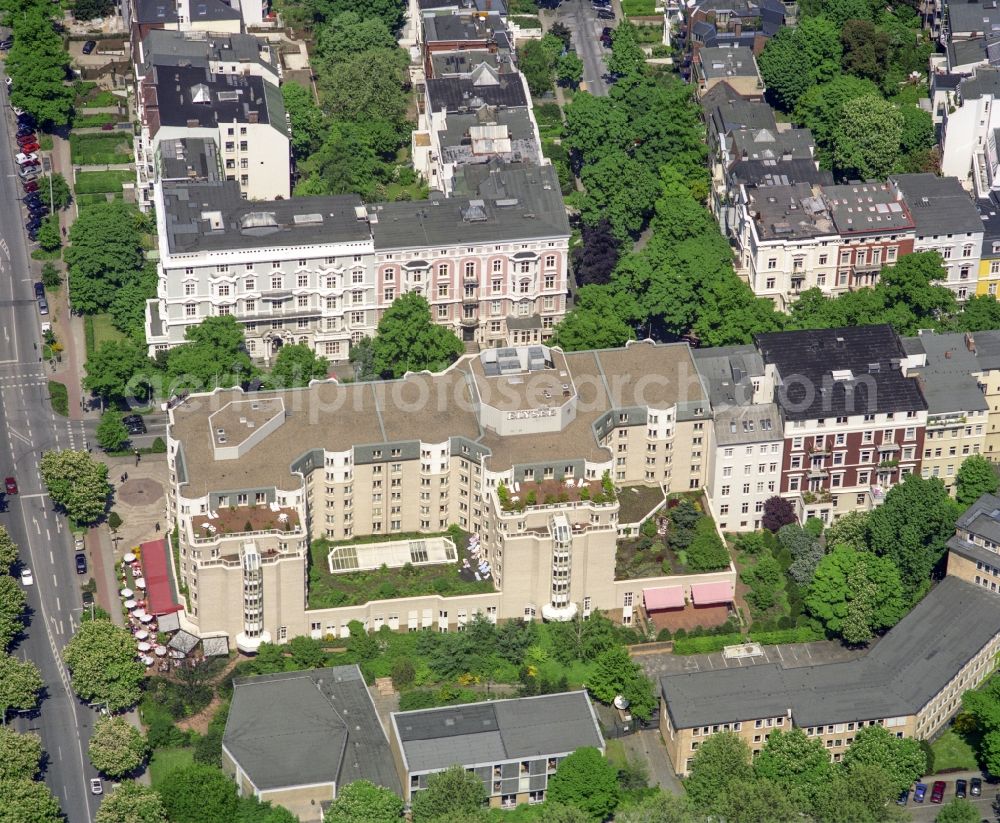 Aerial photograph Hamburg - Complex of the hotel building Grand Elysee Hamburg Hotel on Rothenbaumchaussee in the district Rotherbaum in Hamburg, Germany