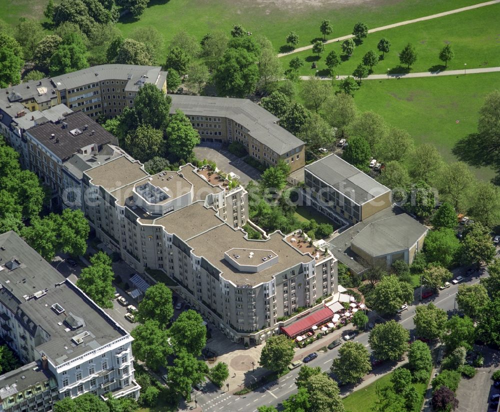 Hamburg from above - Complex of the hotel building Grand Elysee Hamburg Hotel on Rothenbaumchaussee in the district Rotherbaum in Hamburg, Germany