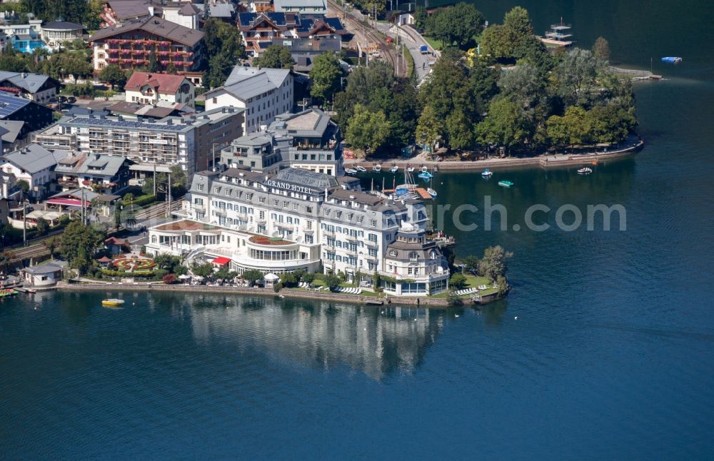 Zell am See from above - Complex of the hotel building Grand Hotel Zell am See in Zell am See in Oesterreich