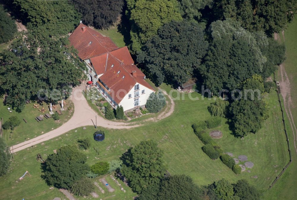 Aerial image Gustow - Complex of the hotel building Gutshaus Kajahn in Gustow in the state Mecklenburg - Western Pomerania, Germany