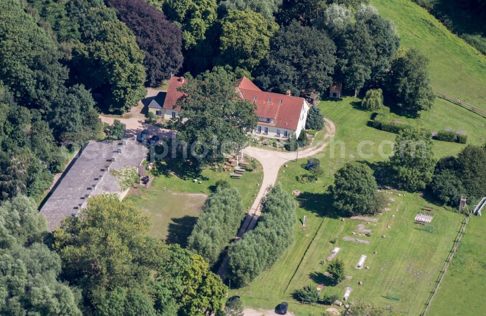 Gustow from above - Complex of the hotel building Gutshaus Kajahn in Gustow in the state Mecklenburg - Western Pomerania, Germany