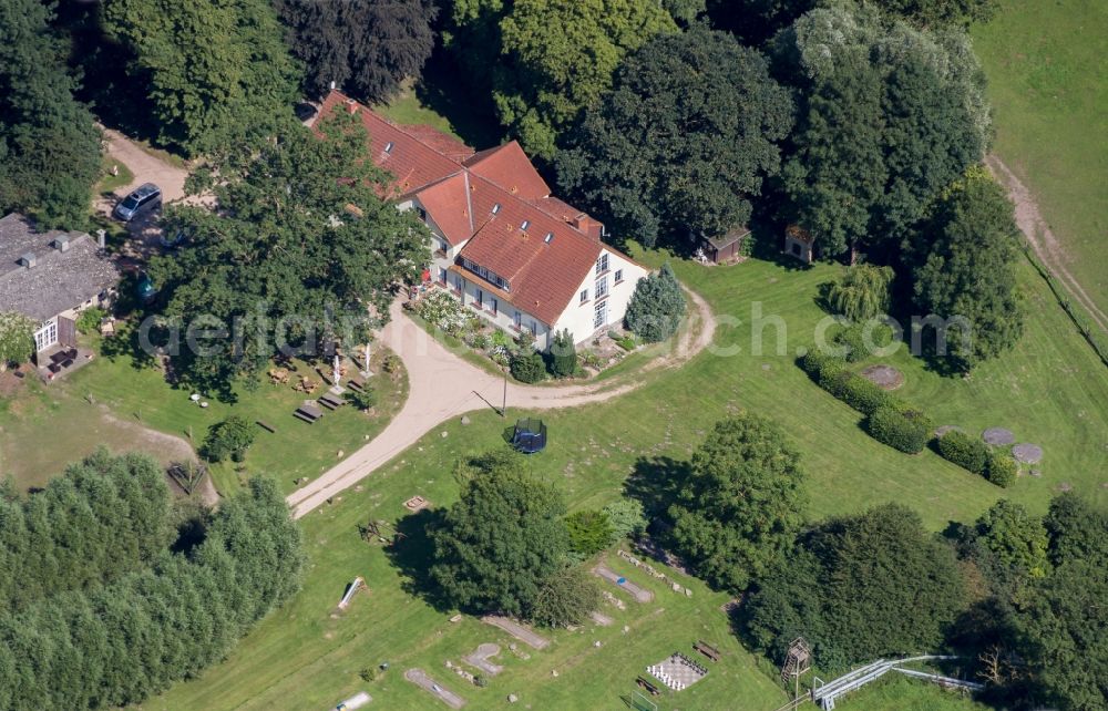 Aerial image Gustow - Complex of the hotel building Gutshaus Kajahn in Gustow in the state Mecklenburg - Western Pomerania, Germany