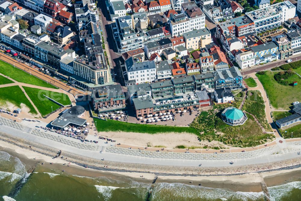 Norderney from above - Building complex of the hotel complex Haus am Meer on the west beach on Norderney in the state Lower Saxony, Germany