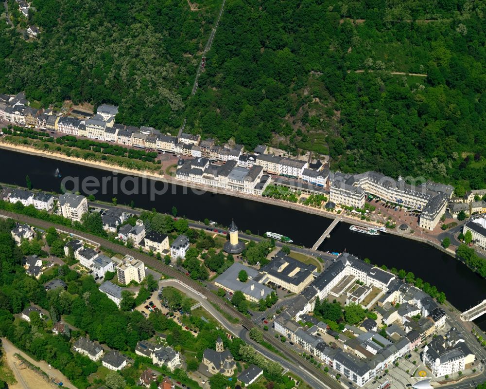 Aerial image Bad Ems - Building complex of the hotel complex Haeckers Grand Hotel & Spa Resort in Bad Ems on the banks of the Lahn in Rhineland-Palatinate