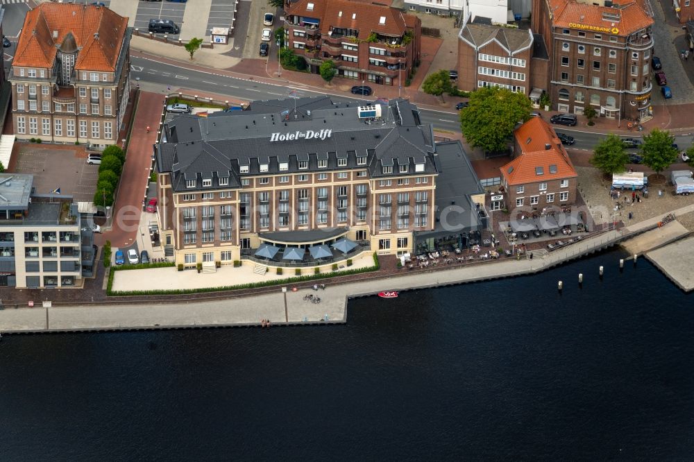 Aerial image Emden - Complex of the hotel building Hotel on Delft in Emden in the state Lower Saxony, Germany