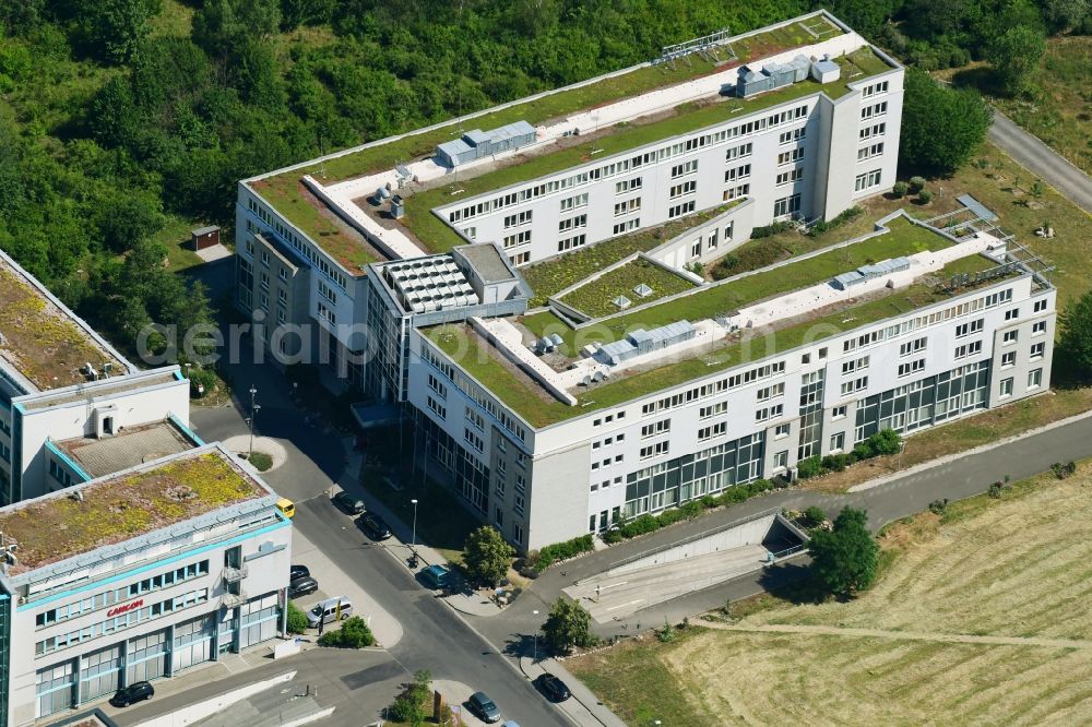 Leipzig from above - Complex of the hotel building Hotel NH Leipzig Messe on Fuggerstrasse in the district Wiederitzsch in Leipzig in the state Saxony, Germany