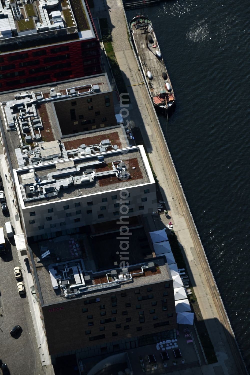 Berlin from above - Complex of the hotel building Hotel nhow Berlin in the Stralauer alley in district Friedrichshain in Berlin