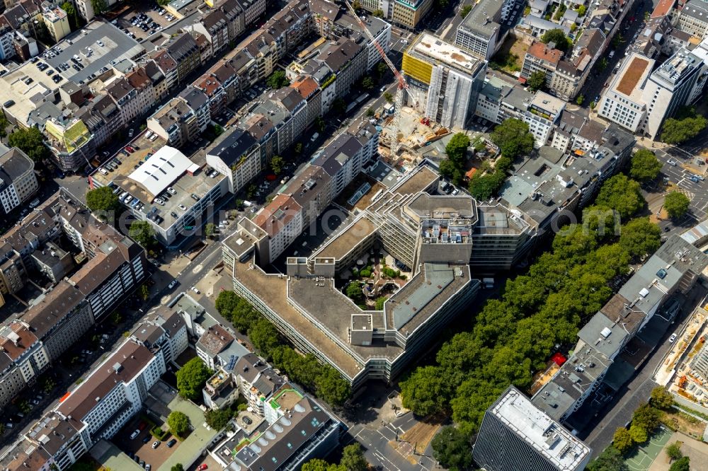 Düsseldorf from above - Complex of the hotel building Hotel Nikko Immermannstrasse in Duesseldorf in the state North Rhine-Westphalia, Germany