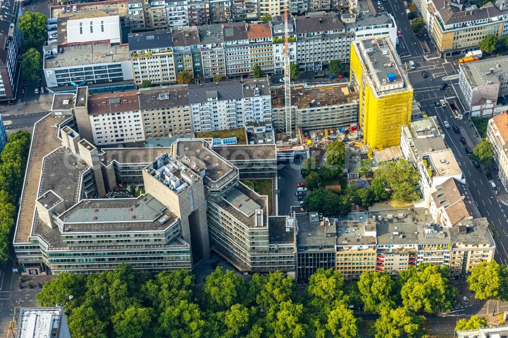 Düsseldorf from above - Complex of the hotel building Hotel Nikko at the Immermannstrasse in Duesseldorf in the state North Rhine-Westphalia, Germany