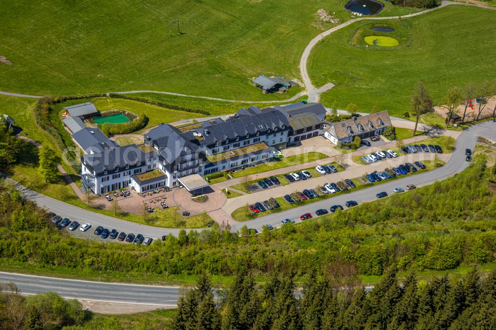 Aerial image Rimberg - Complex of the hotel building Hotel Rimberg in Rimberg at Sauerland in the state North Rhine-Westphalia, Germany