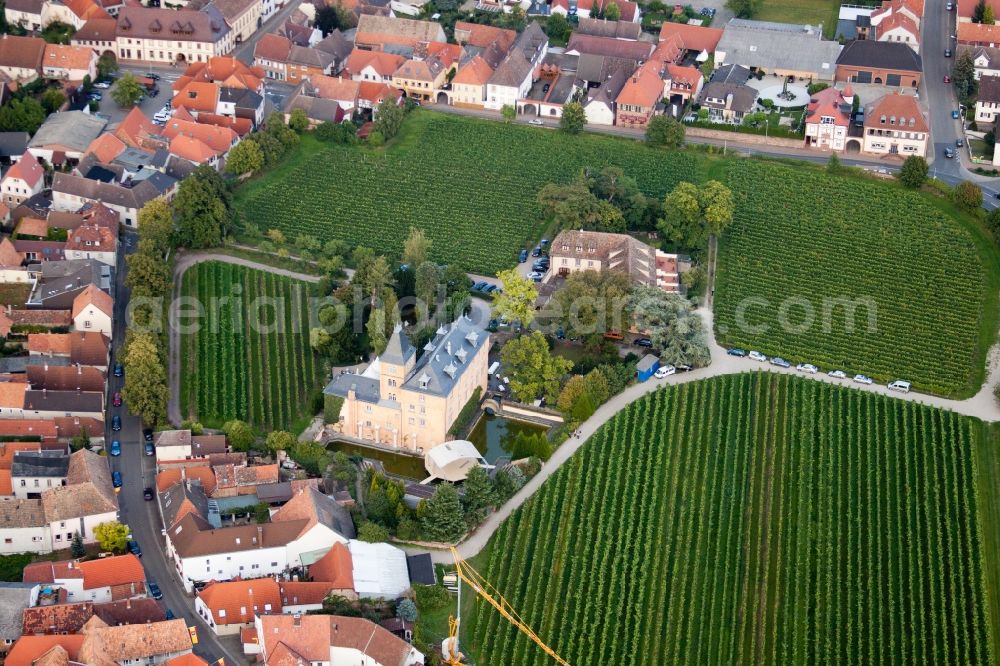 Aerial image Edesheim - Complex of the hotel building Hotel Schloss Edesheim, Privathotels Dr. Lohbeck GmbH & Co. KG in Edesheim in the state Rhineland-Palatinate