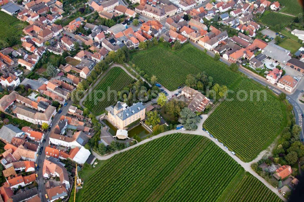 Aerial image Edesheim - Complex of the hotel building Hotel Schloss Edesheim, Privathotels Dr. Lohbeck GmbH & Co. KG in Edesheim in the state Rhineland-Palatinate