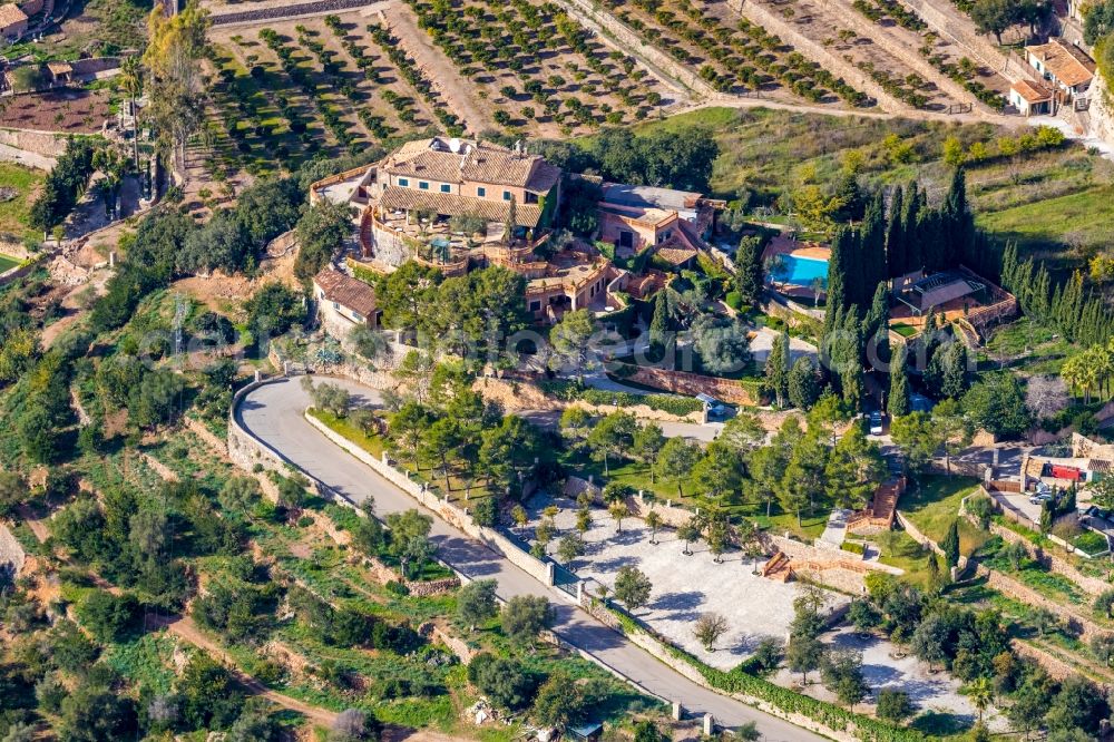 Aerial photograph Valldemossa - Complex of the hotel building Hotel Valldemossa on Carretera Vieja Valldemosa SN in Valldemossa in Balearische Insel Mallorca, Spain