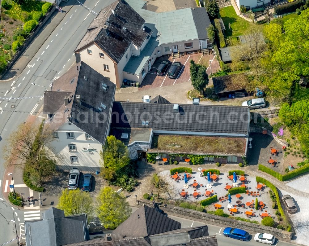 Brilon from above - Complex of the hotel building Hotel on Wallgraben on Strackestrasse in Brilon in the state North Rhine-Westphalia, Germany