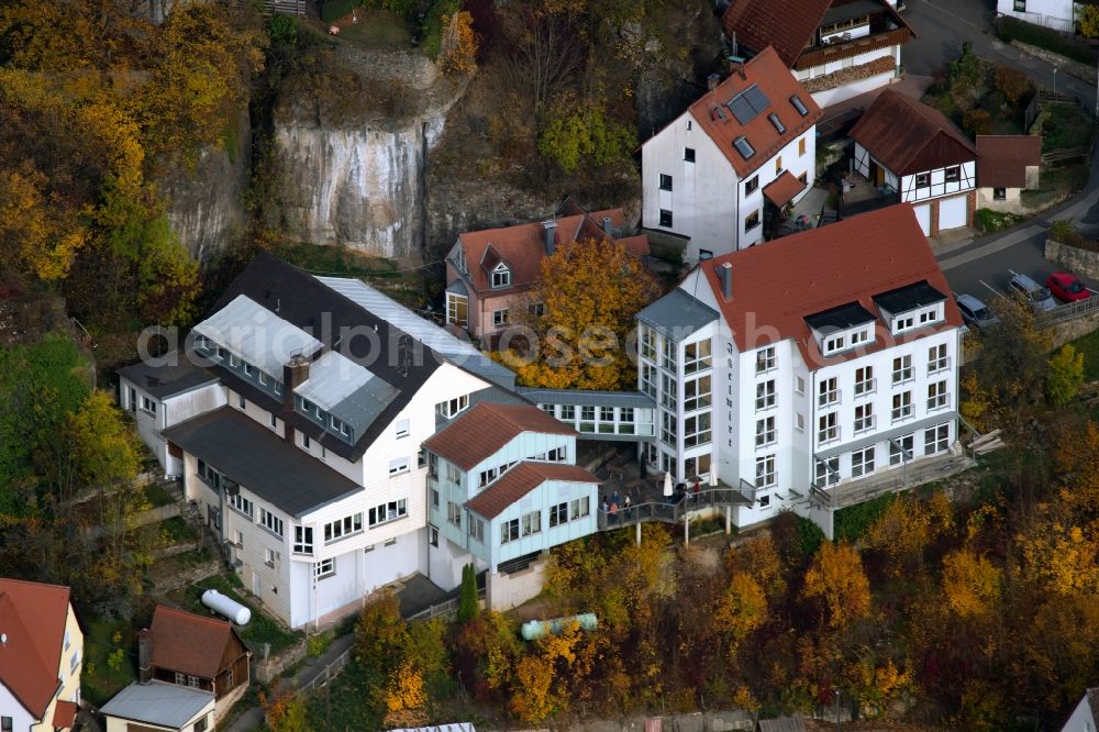 Schnaittach from the bird's eye view: Complex of the hotel building Igelwirt on Igelweg in the district Schlossberg in Schnaittach in the state Bavaria, Germany